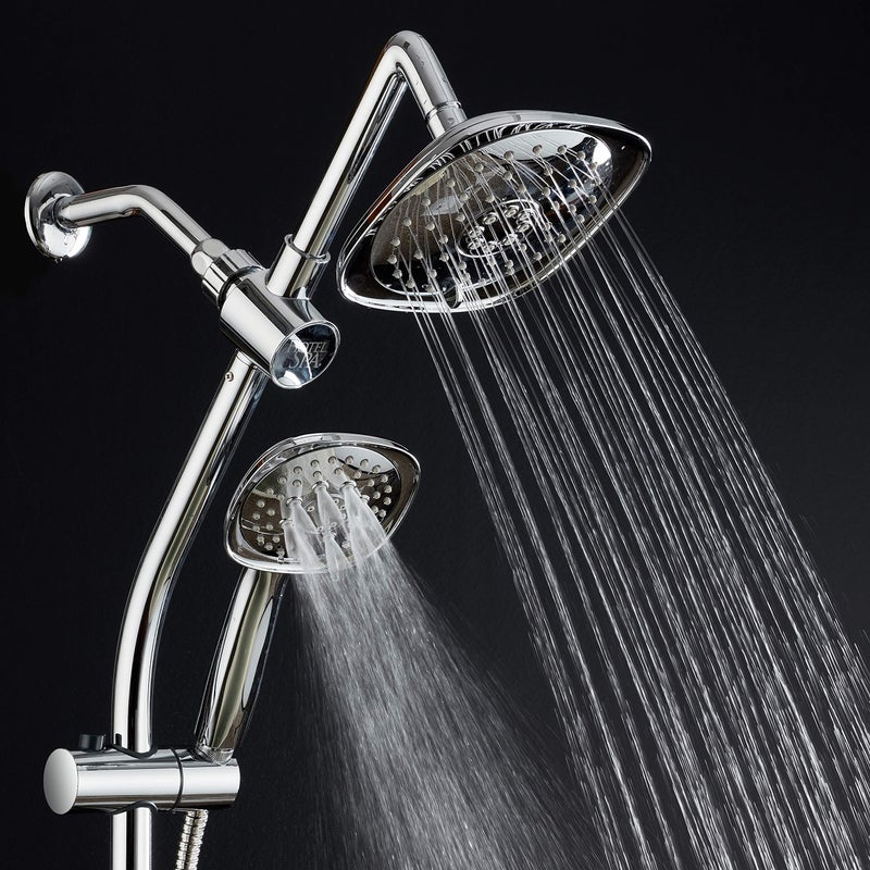Hotel Spa - 7-Inch Rainfall Combo with Slide Bar, 48-Setting Shower Heads, 5 Foot Stainless Steel Hose, Chrome Finish - Image 2